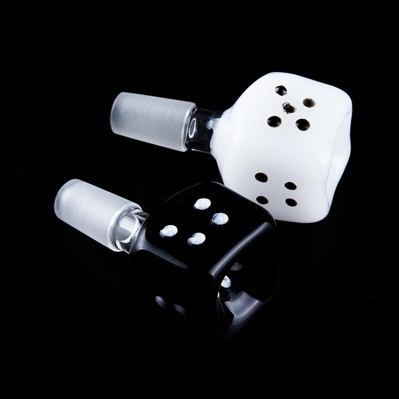 18mm male joint *Dice* Glass Hookah bong Bowl 1 Piece Black OR White 18mm