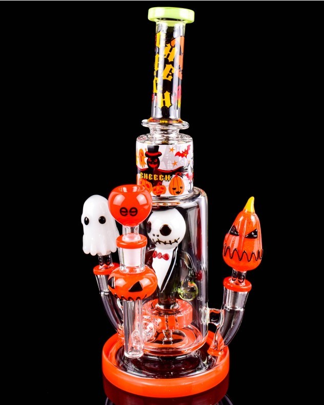CHEECH GLASS Limited Ed. SPOOKY VIBES Ghostly Hit 3 pipes WATER PIPE/BONG/HOOKAH