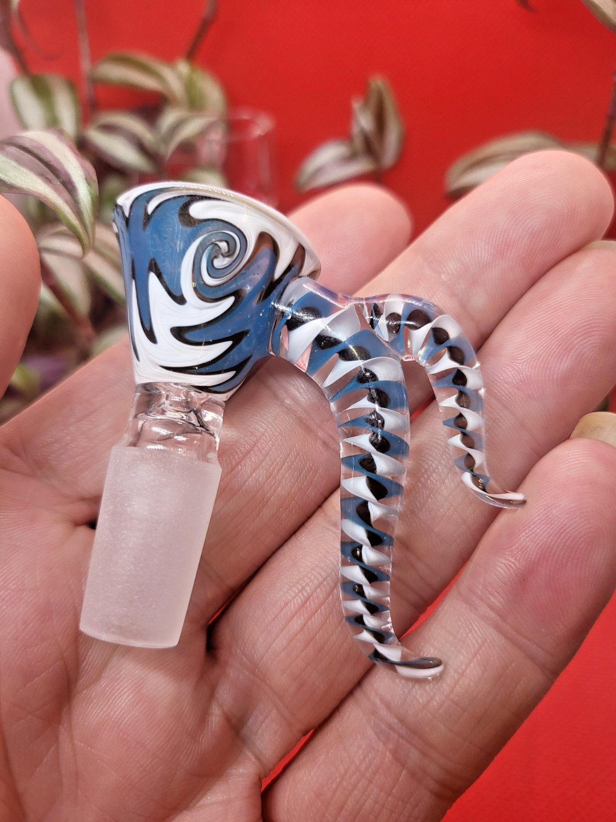 2PCS Wig Wag Smoking bowl Accessories 14mm Male dual horn Glass Bowl blue colors