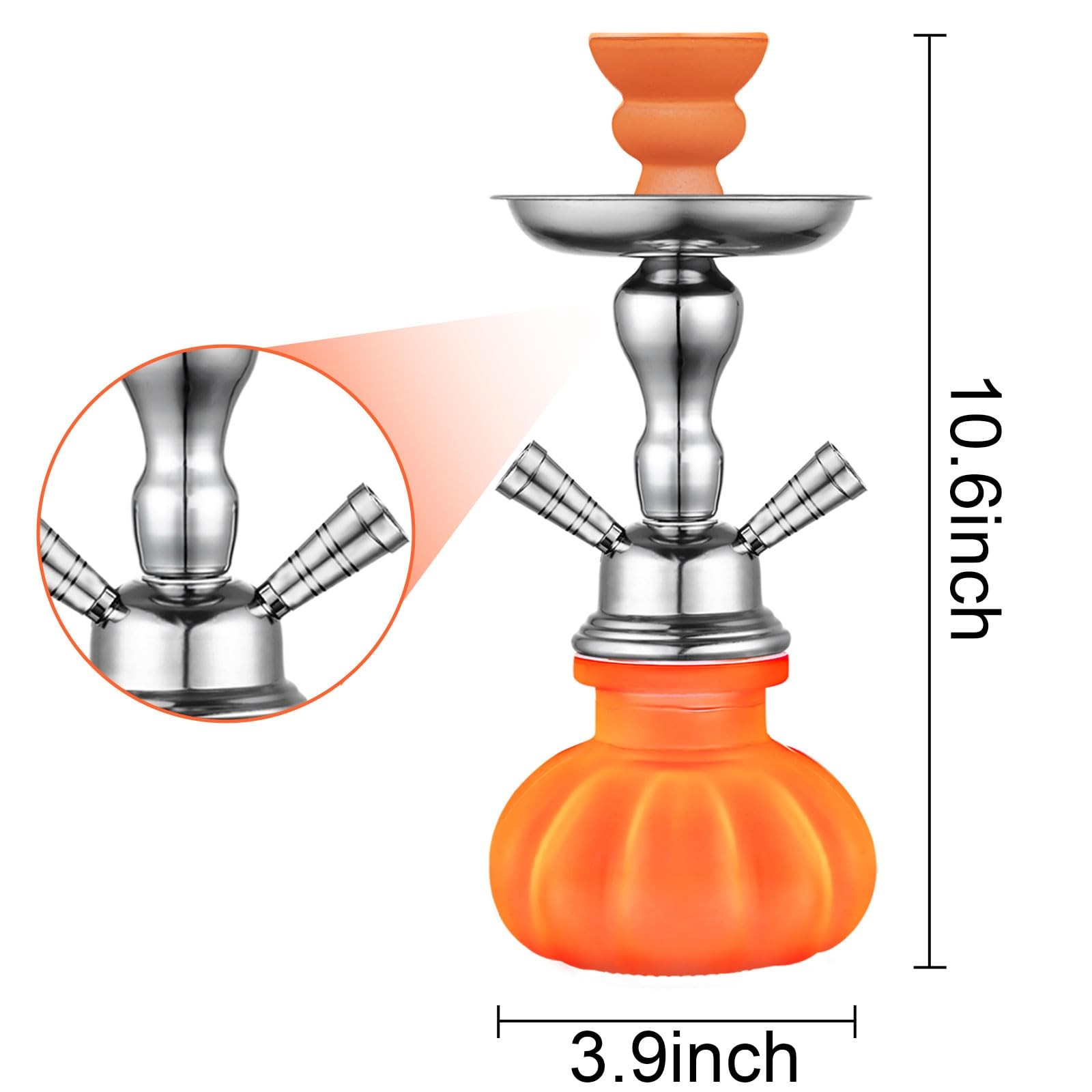 Juego de cachimba pequeña con mini jarrón de cristal con forma de calabaza.