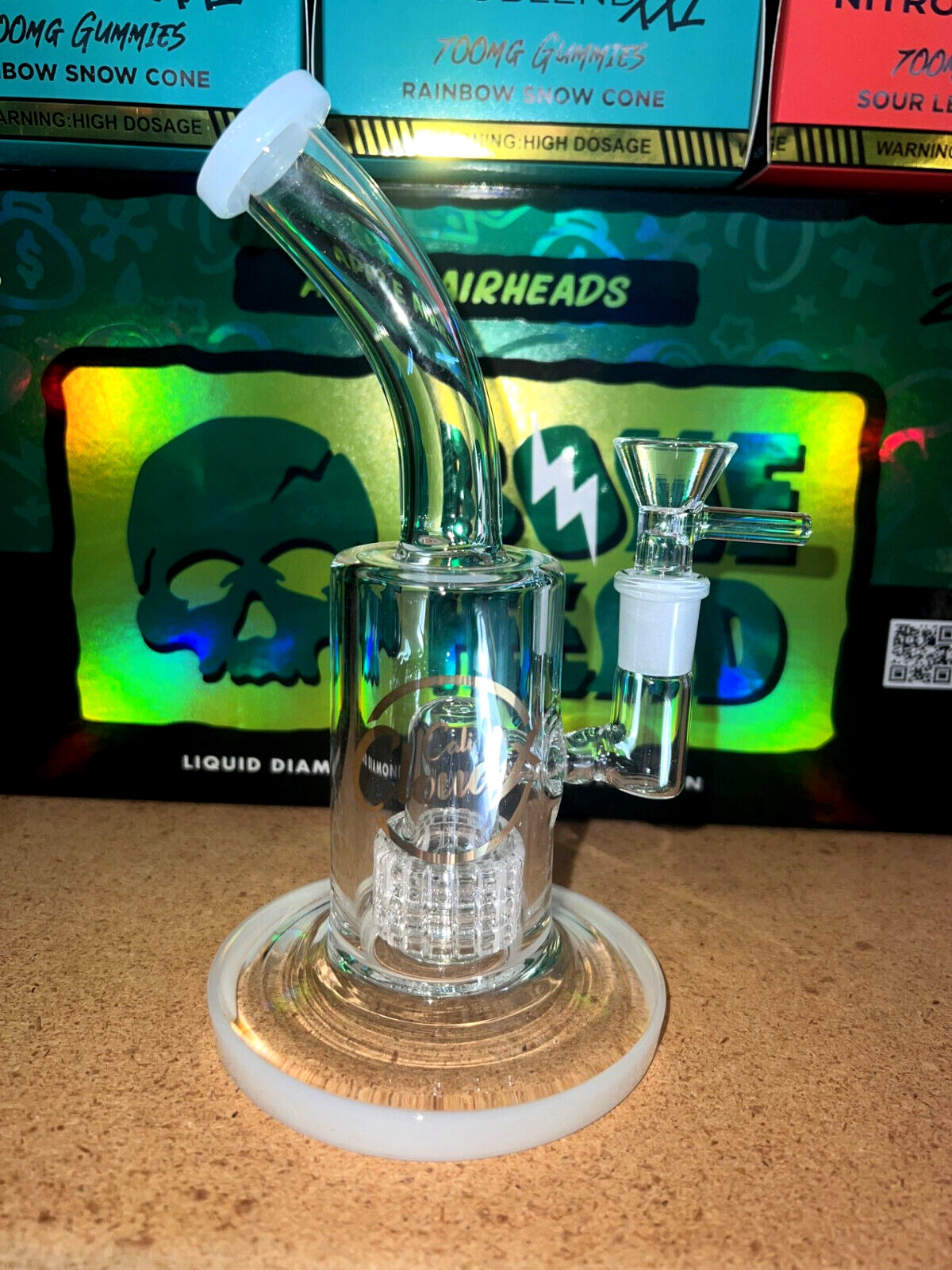 8&Prime; white Cali CloudX Barrel Beaker Bong Tobacco Smokin Water Pipe Glass Hookah