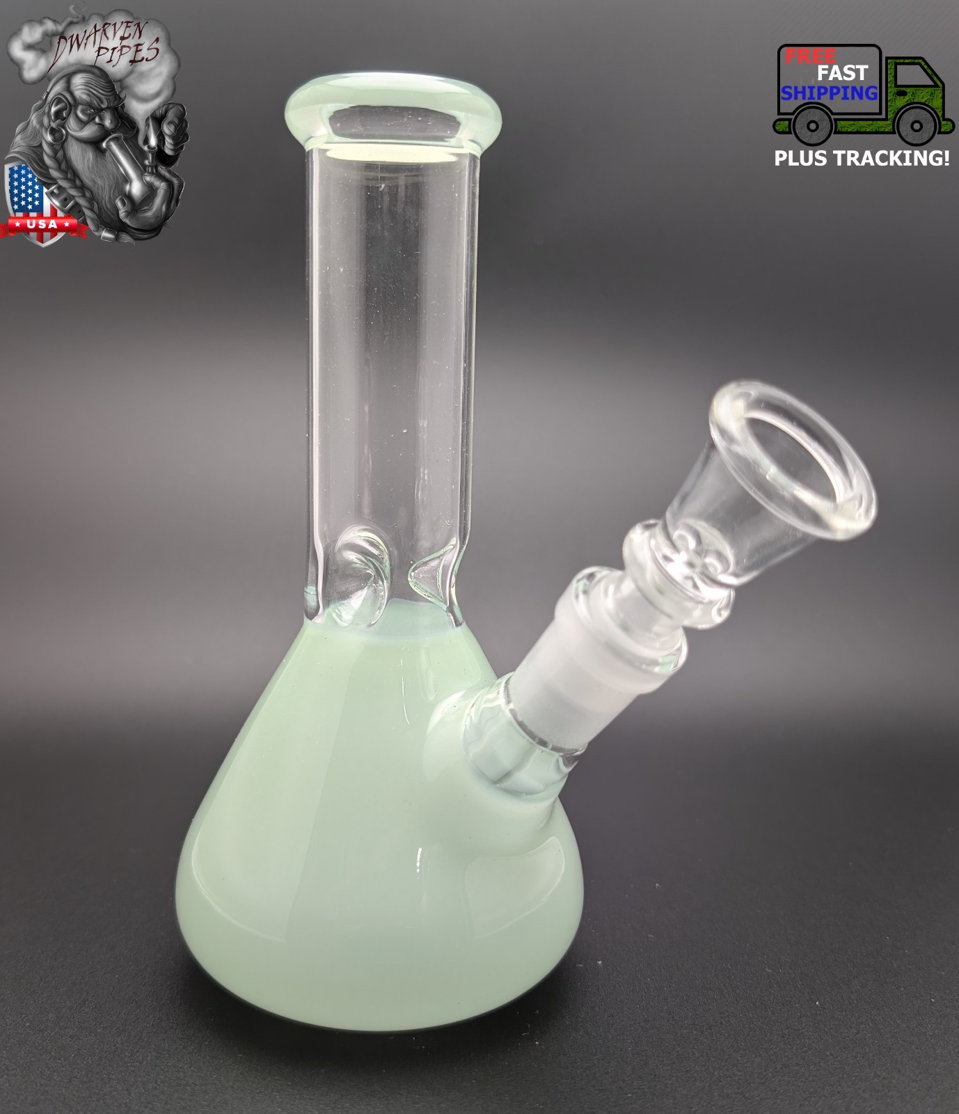 6&Prime; Inch Glass Hookah Water Pipe Bong Mint Green (Colored Glass)
