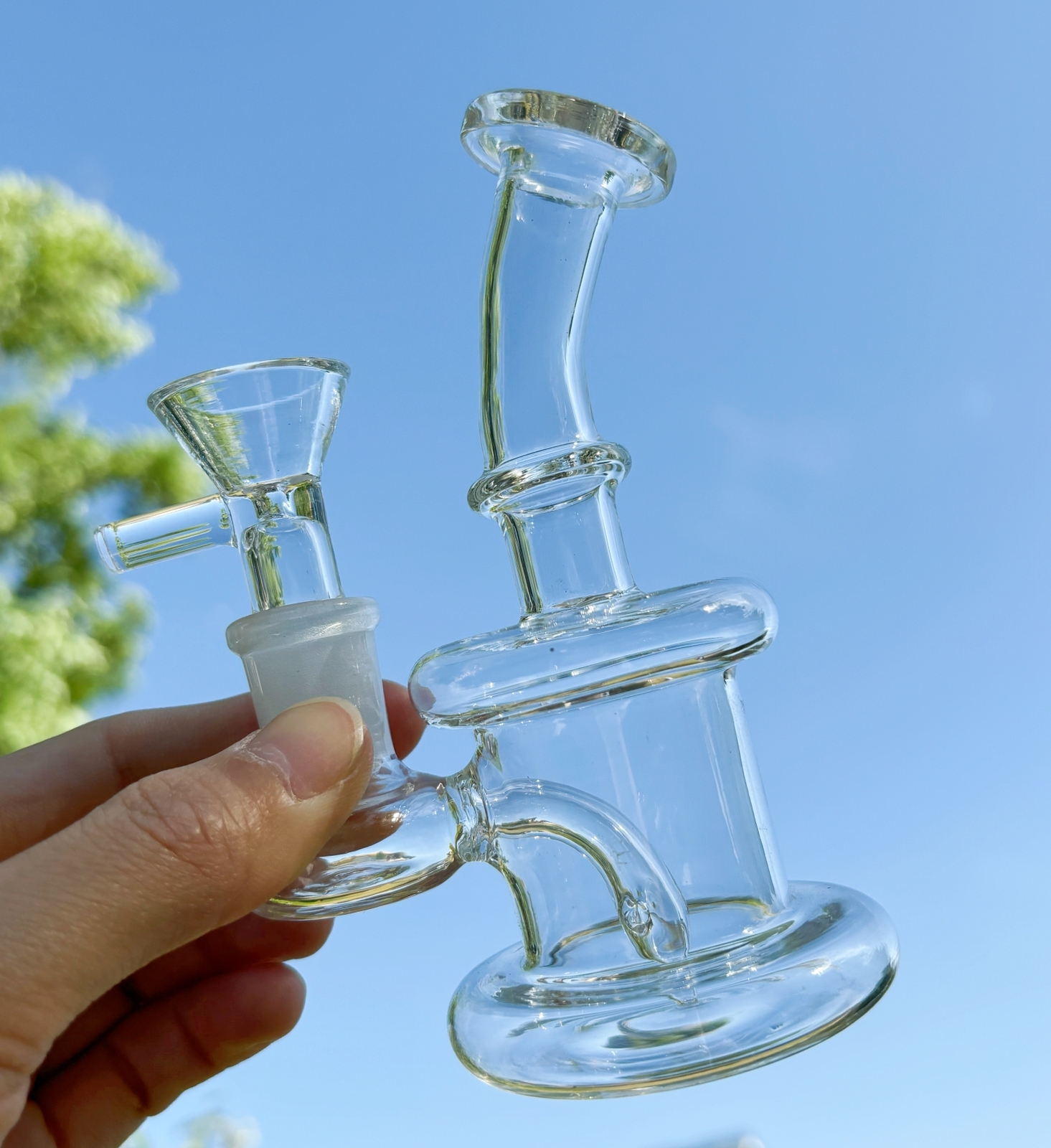 Clear 5&Prime; Mini Glass Bong Diffused Percolator Water Pipe Hookah Bubbler w/Bowl