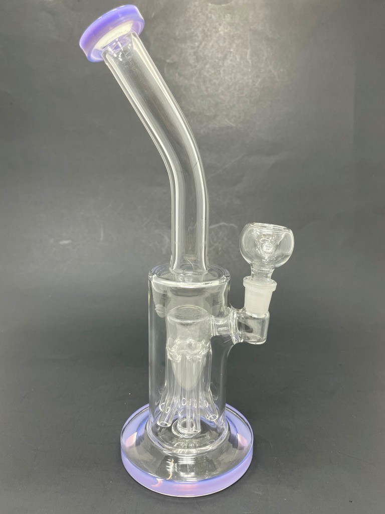 Hookah Water Pipe Glass 10&Prime; Shower Bend Jellyfish Percolator Milky Purple Bong