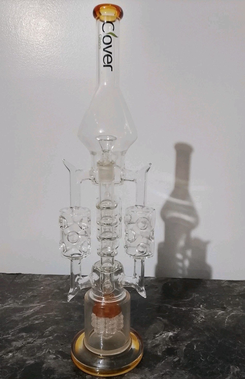 Clover Glass “The Rarest” 20-Inch Triple Chamber Glass Water Pipe
