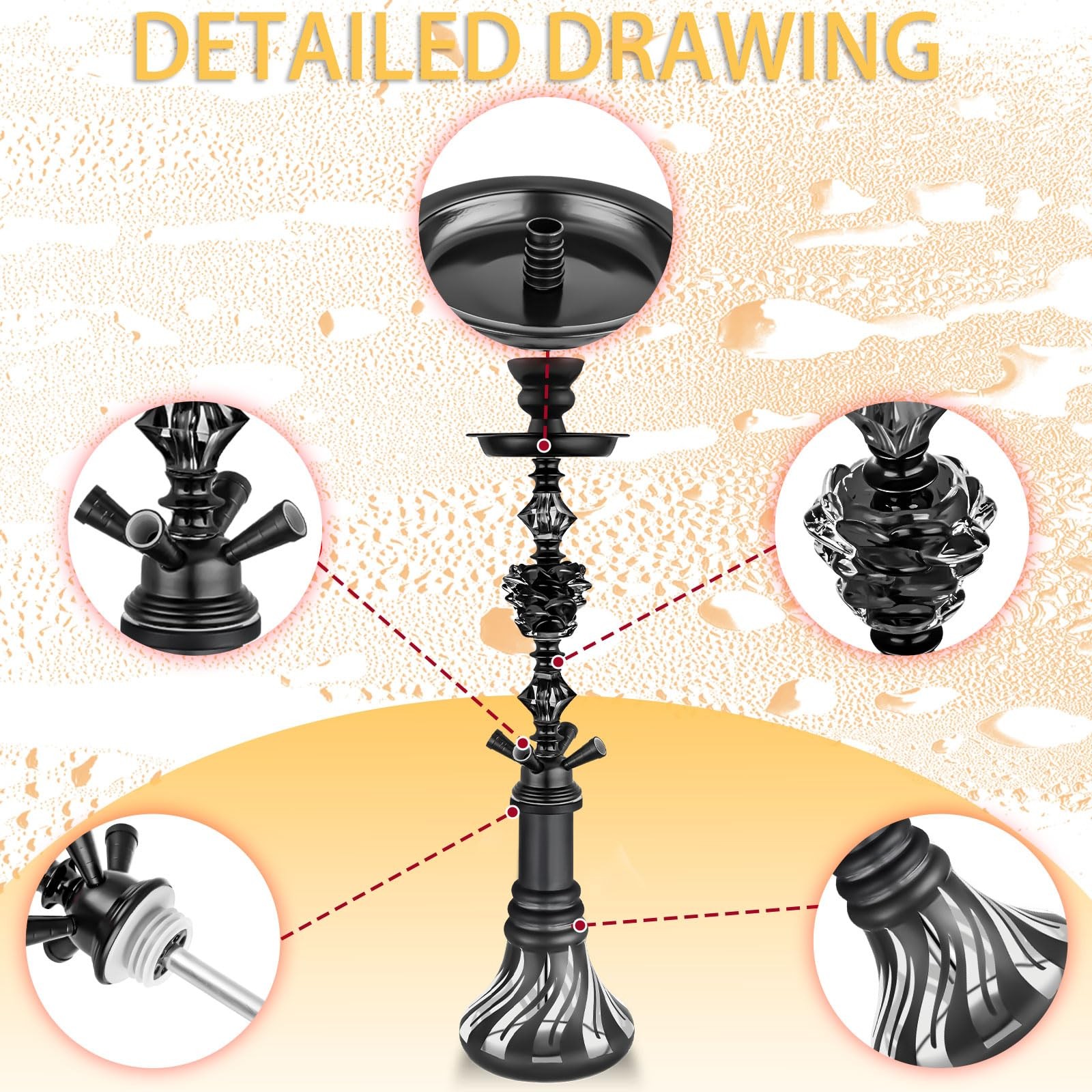 Hookah Set 4 Hose 21 » Hookah Set With Everything – Glass Vase, Hose, Ceramic…