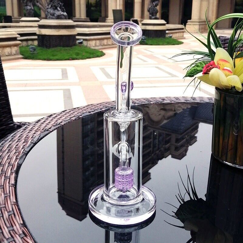 8.5&Prime; Purple Glass Bong Water Pipe Smoking Hookah Bubbler Glass Rigs W/14mm Bowl