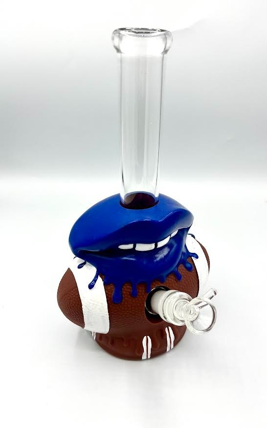 Football Collectible Silicone Smoking Water Pipe Bong Durable 14mm Glass Bowl
