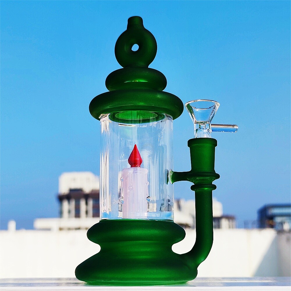 7 In Green Transparent Lamp Candle Filter Hookah Glass Water Pipe Bong 14mm