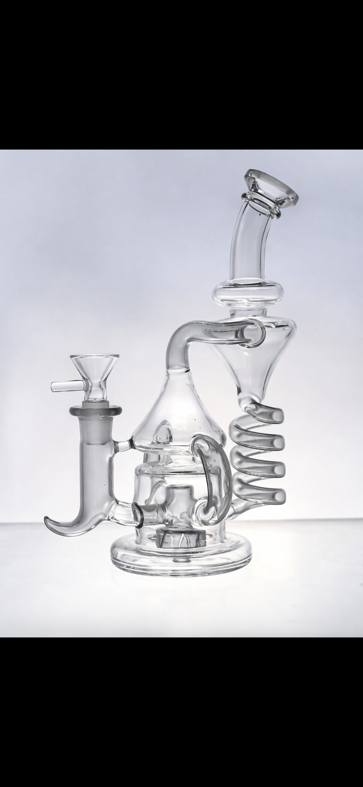9&Prime; Glass Tornado Coil Recycler Water Bong Percolator Hookah Pipe w/Bowl USA Ship
