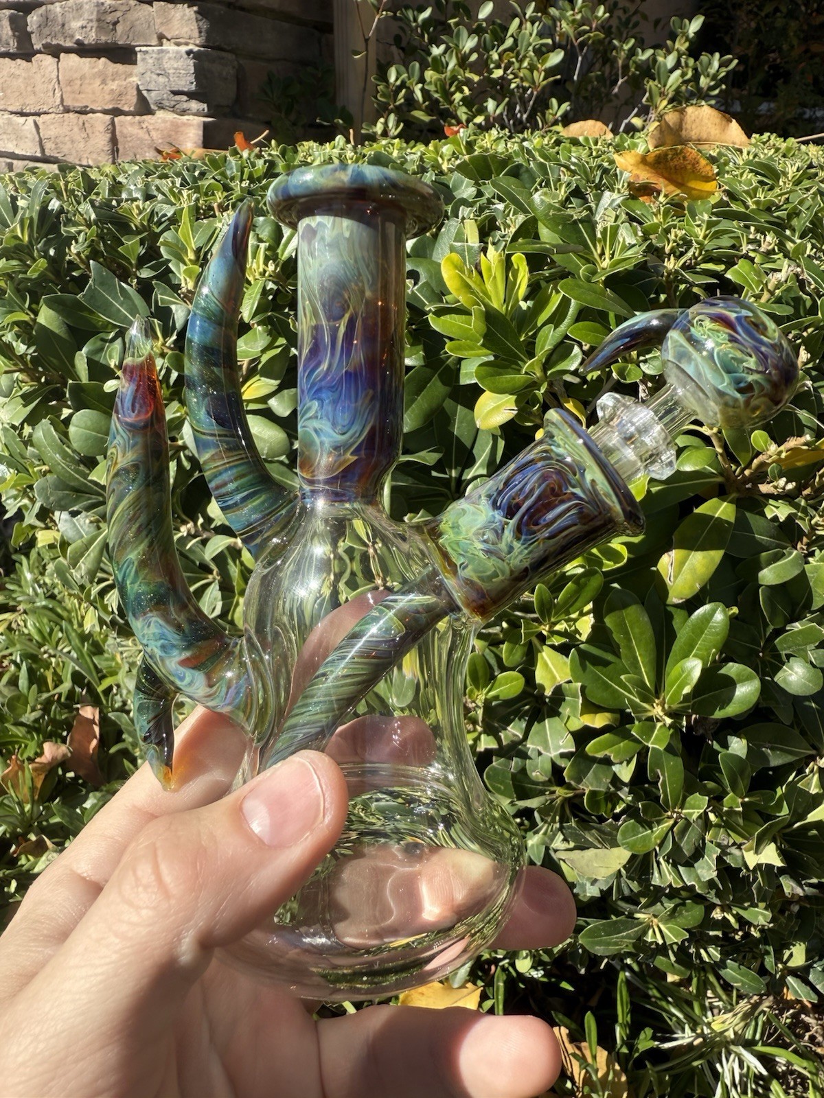 2K Glassworks Heady USA Made Water Pipe 7 Inch Hand Blown Set