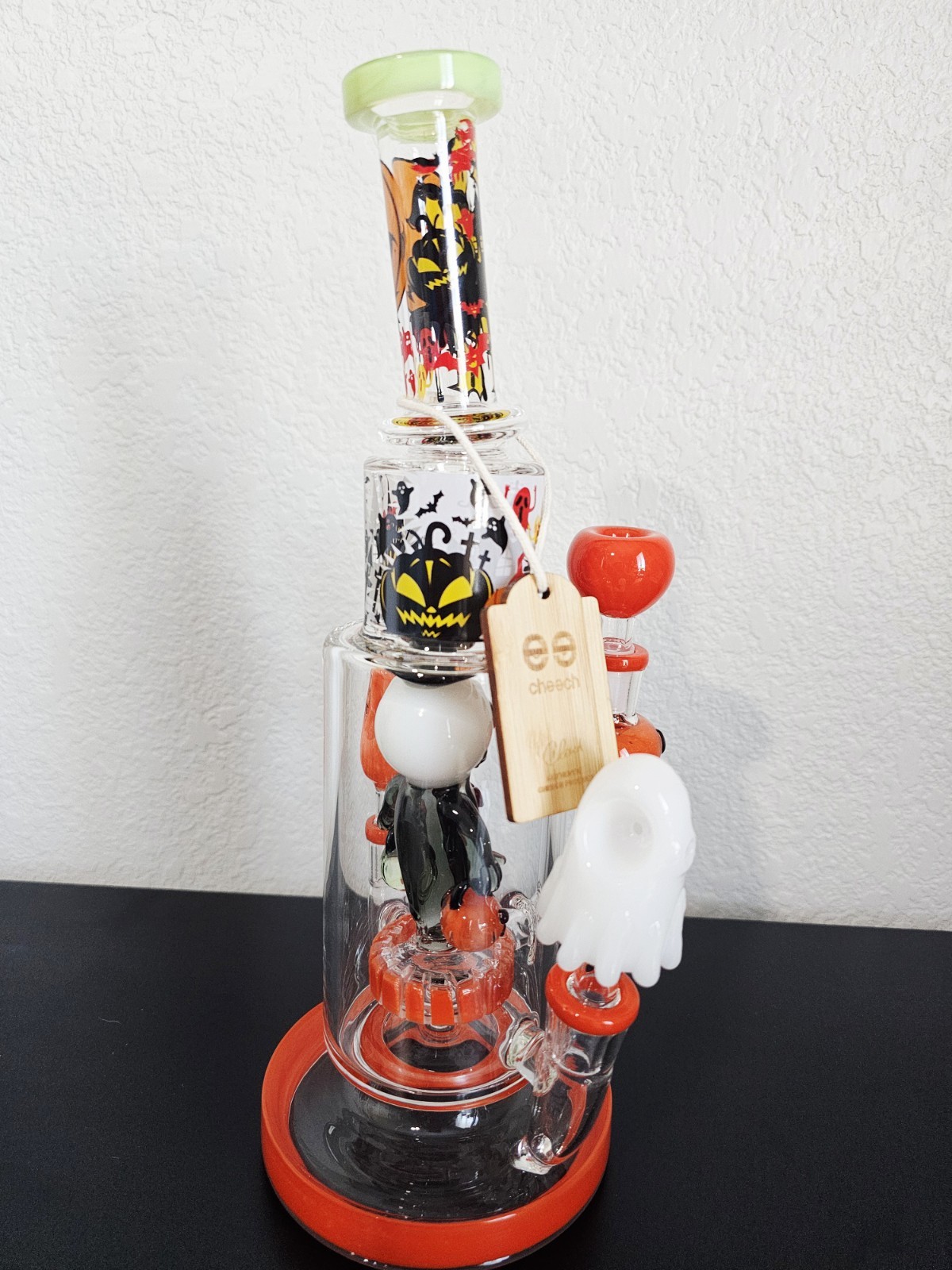 CHEECH GLASS Limited Ed. SPOOKY VIBES Ghostly Hit 3 pipes WATER PIPE/BONG/HOOKAH