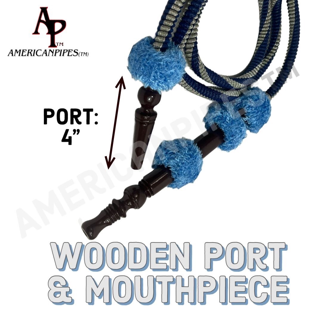72 Inches Long Egyptian Style Hookah Hose With A Large Wooden Handle & Grommet