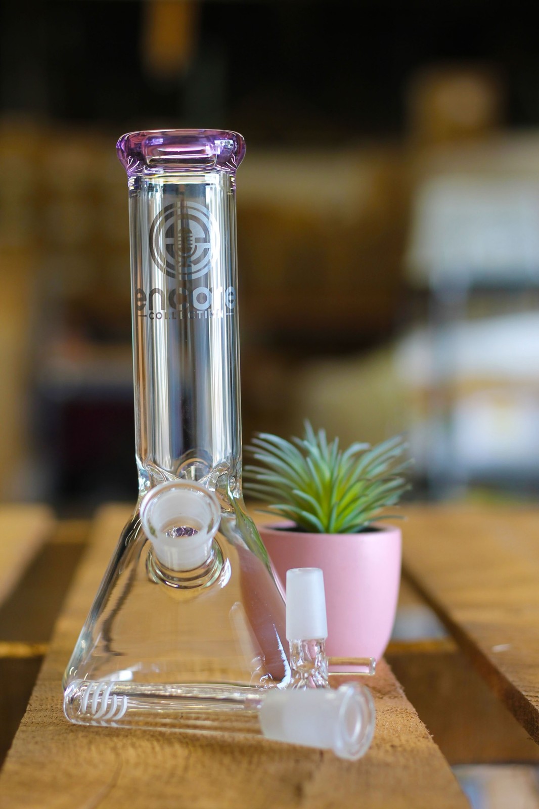 Hookah Water Pipe Heavy Glass 8 inch Tobacco Bong w/ ICE catcher Beaker Flask