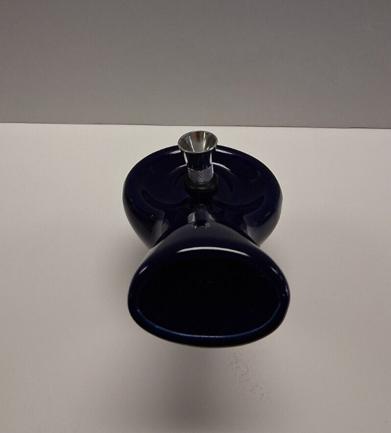 SMALL CERAMIC HANDHELD TRAY TOBACCO WATER PIPE HOOKAH BONG 5&Prime; TALL DARK BLUE
