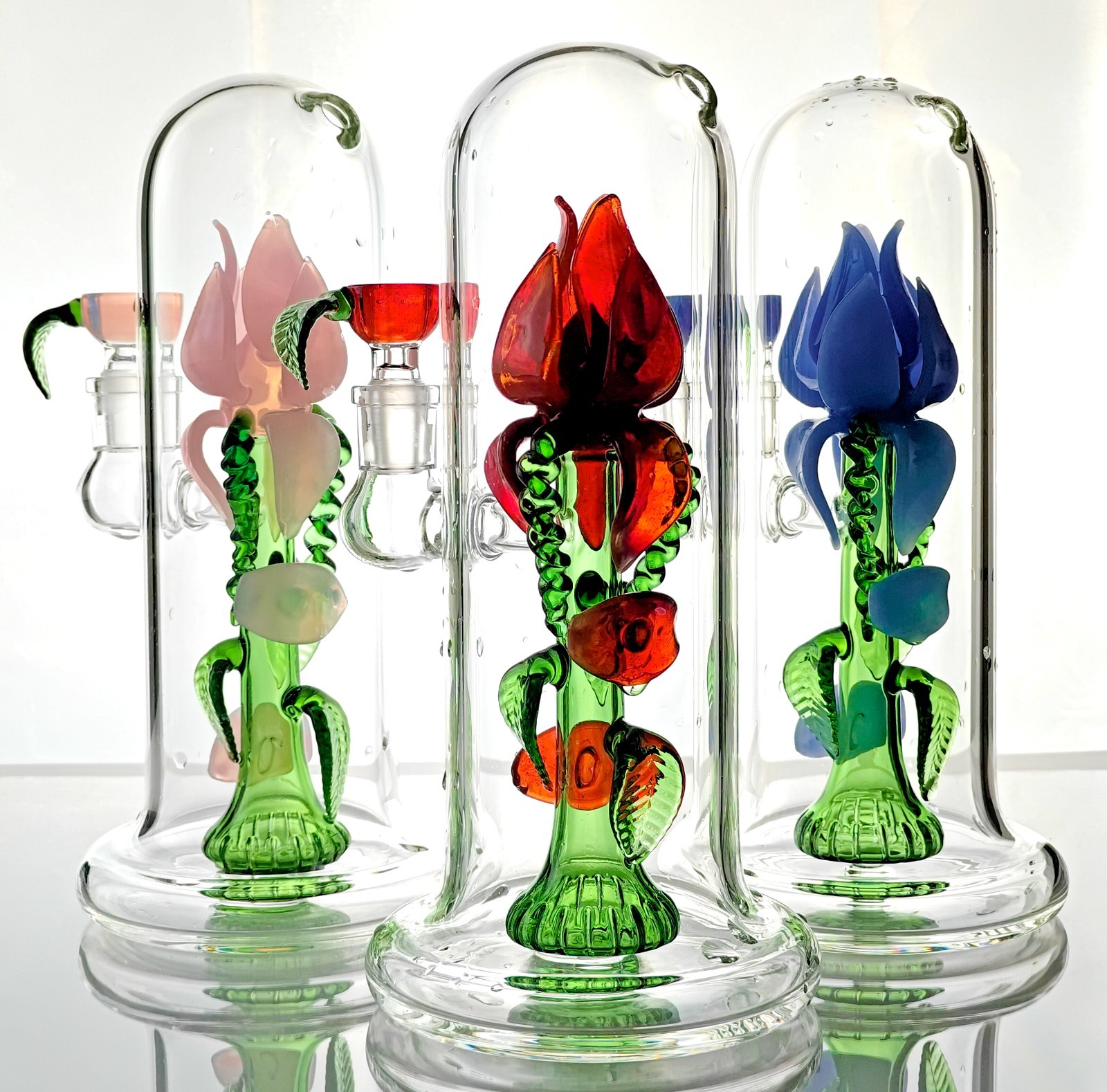 Flower Vase Water Pipe Bong | 9&Prime; Tall, Pink, w/Showerhead Perc | 5mm Thick Glass