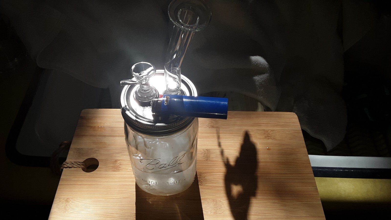 Mason Jar Water Pipe 16oz Thick Quality Glass FREE LIGHTER Custom Bubbler Bong