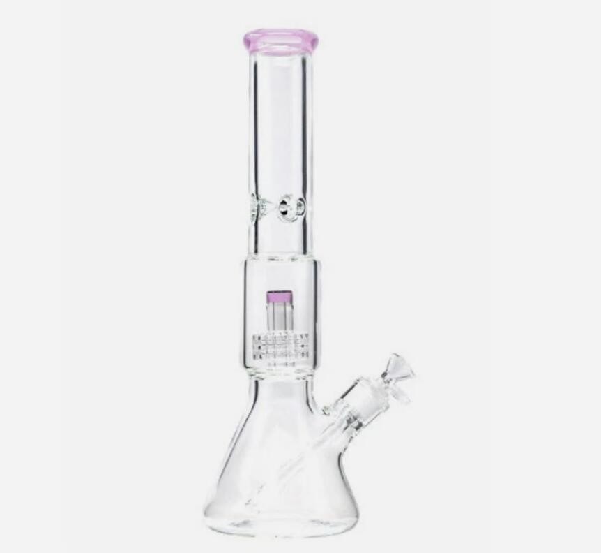 12&Prime; Thick Heavy Pink Glass Beaker Bong Quality Hookah Tobacco Smoking Water Pipe