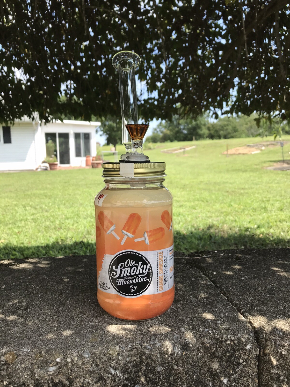 Mason Jar Bong Water Pipe 750ml Ole Smokey Tennessee Whiskey Creamsicle 14mm