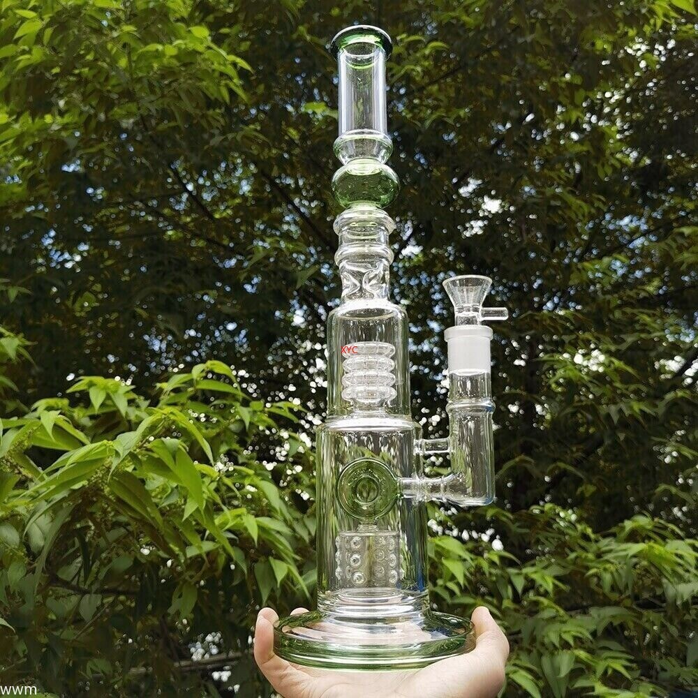 15 Inch Honeycomb Percolator Glass Bong Water Pipe Hookah Bubbler Smoking Pipe