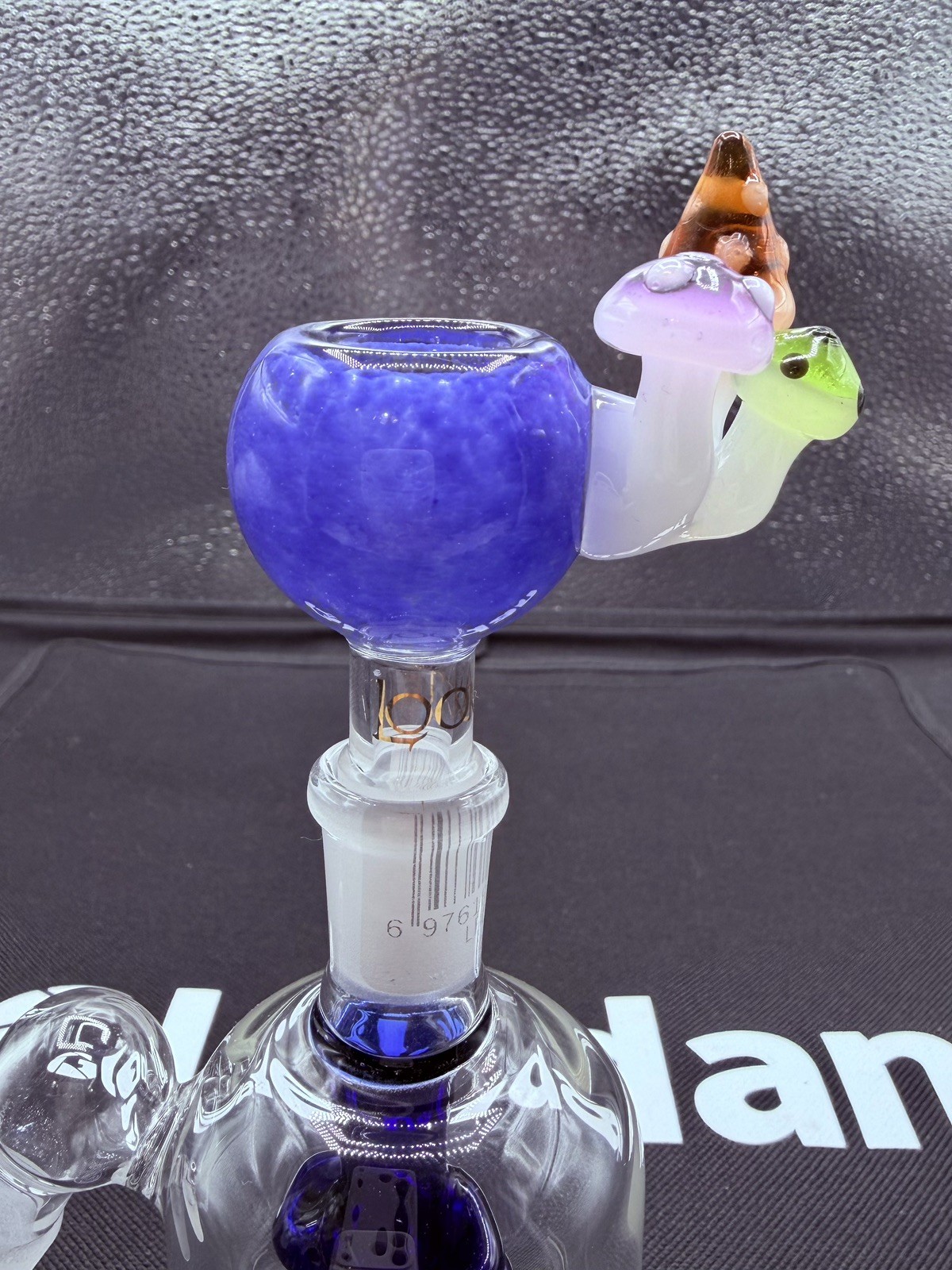 LOOKAH Branded Handmade Glass Bong Bowl, Blue With Mushrooms 🍄 14MM