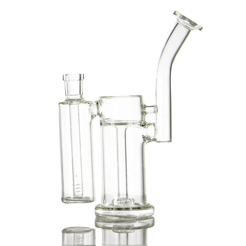 Glass Bong Double Perc Hookahs Recycler Smoking Water Pipe w/14mm Bowl USA Stock