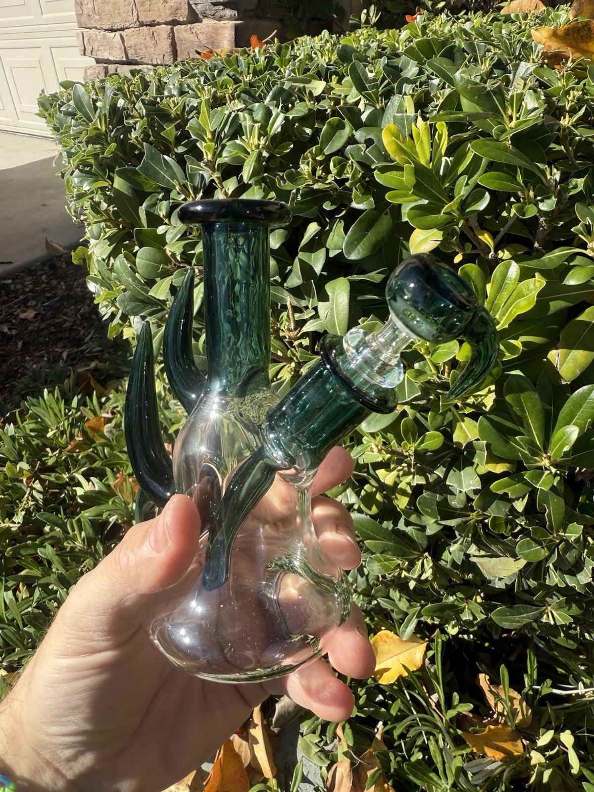 2K Glassworks Heady USA Made Water Pipe 7 Inch Hand Blown Set Emerald Green