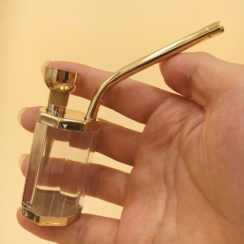 Dual Use Hookah Pipe Acrylic Brass Smoking Pipe Portable Metal Bowl for Tobacco