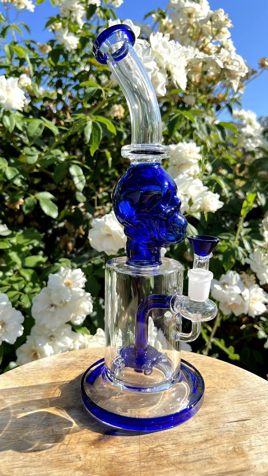 13&Prime; Skeleton Blue Skull Head Bubbler Beaker Bong Smoking Tobacco Heavy Hits Rare