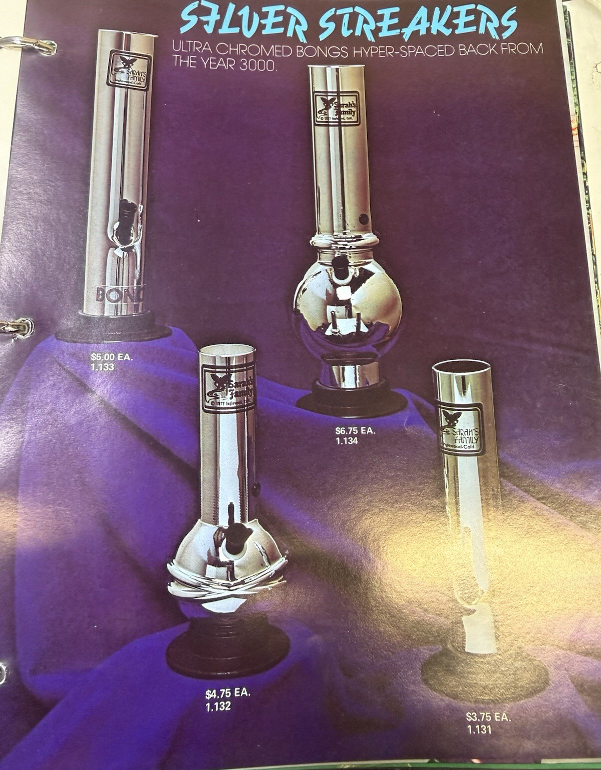 Sarah’s Family Vtg Unused Blue Bong 10 Inch 2 bowls 1 Poker 1970