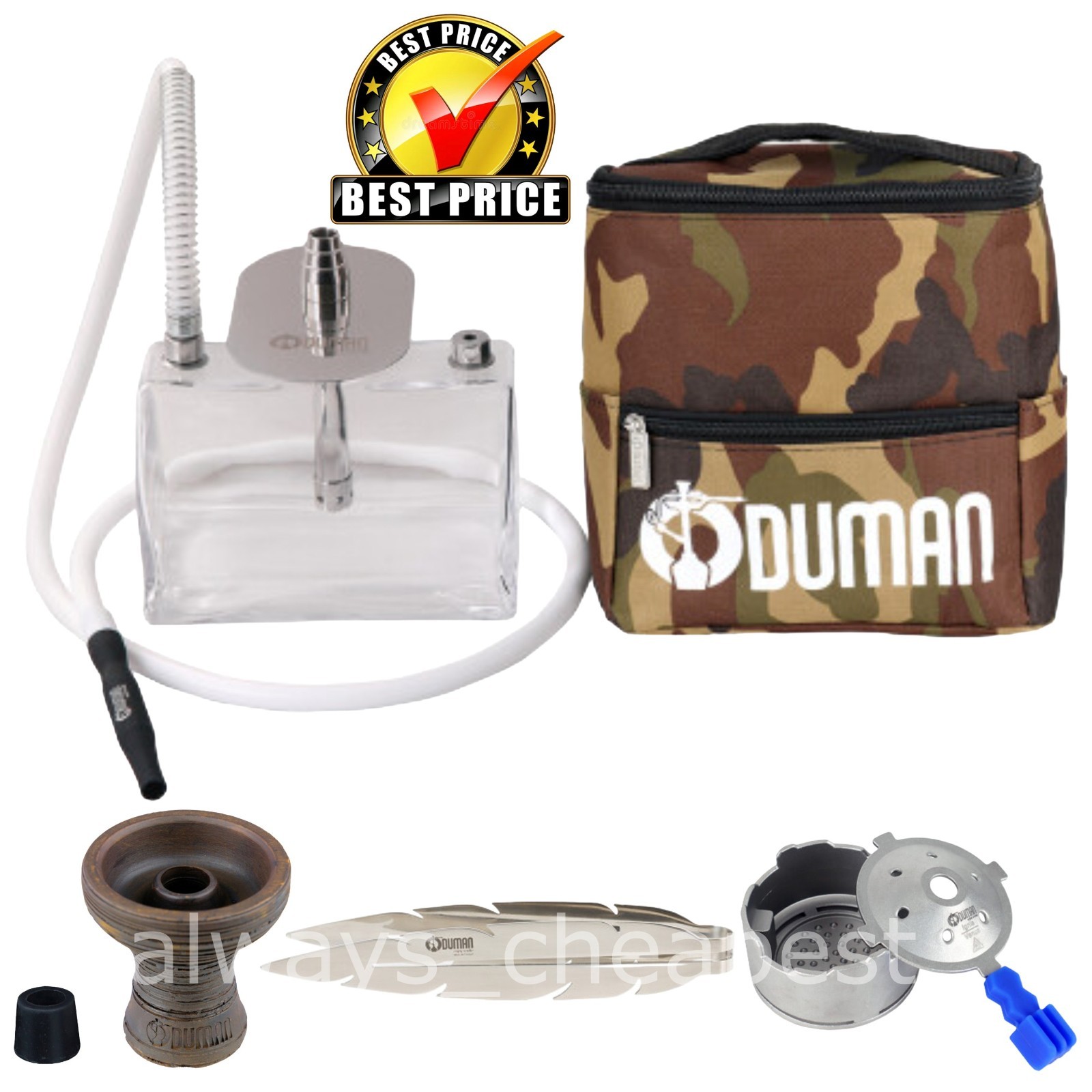ODUMAN TANK SMOKE HOOKAH + RETRO BOWL + T-LEAF SHISHA TONG + IGNIS VENUS HM