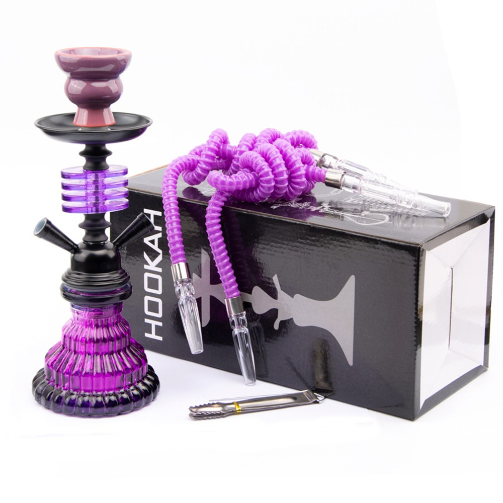 4 Layer Glass Hookah Set Shisha Double Hose Portable Bowl Smoking Kit Gift…..