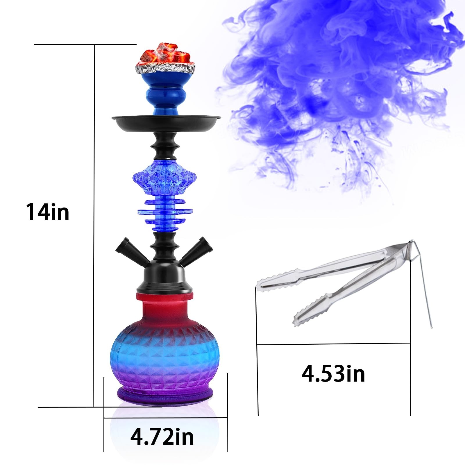 14&Prime; Premium 2-Hose Hookah Set – Portable Complete Kit with Case, 20 Tips, 50 Foi