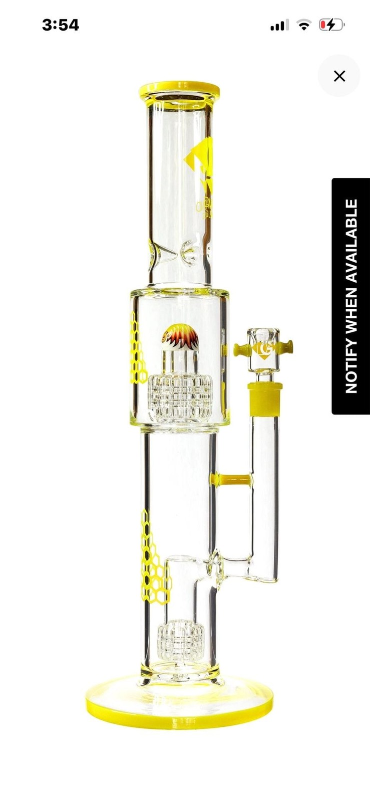 Diamond Glass 16 inch Straight Tube Heizman with Dual Gridded Matrix Perc