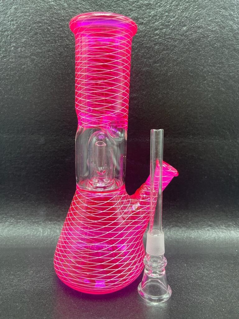 8&Prime; PINK NET Tobacco Hookah Water Pipe Bong Glass! + FREE SCREENS!
