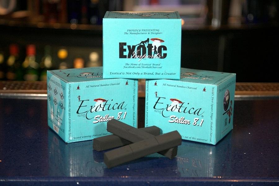 2 boxes 75pc 1.25kg Exotica Natural Bamboo Charcoal Scored Hookah Shisha Coals