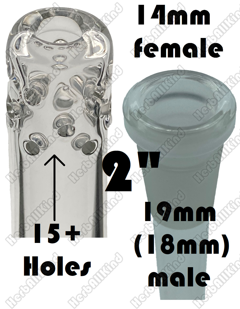 2&Prime; Glass Downstem Holey Swiss Fission 19mm / 18mm to 14mm Low Profile Reducing