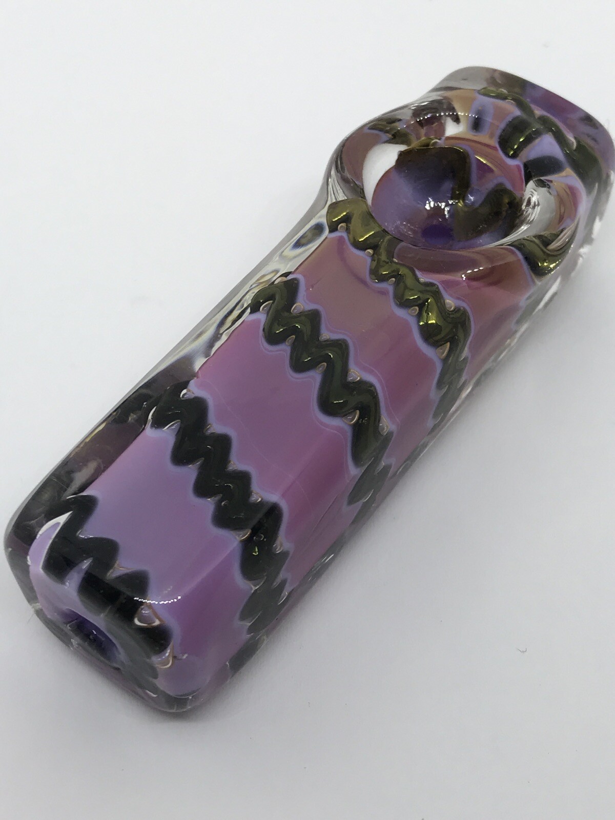 USA 3” MINI PIPE BLOWN GLASS HITTER POCKET BOWL CUBE BLOCK TOBACCO OG HAND HEAVY