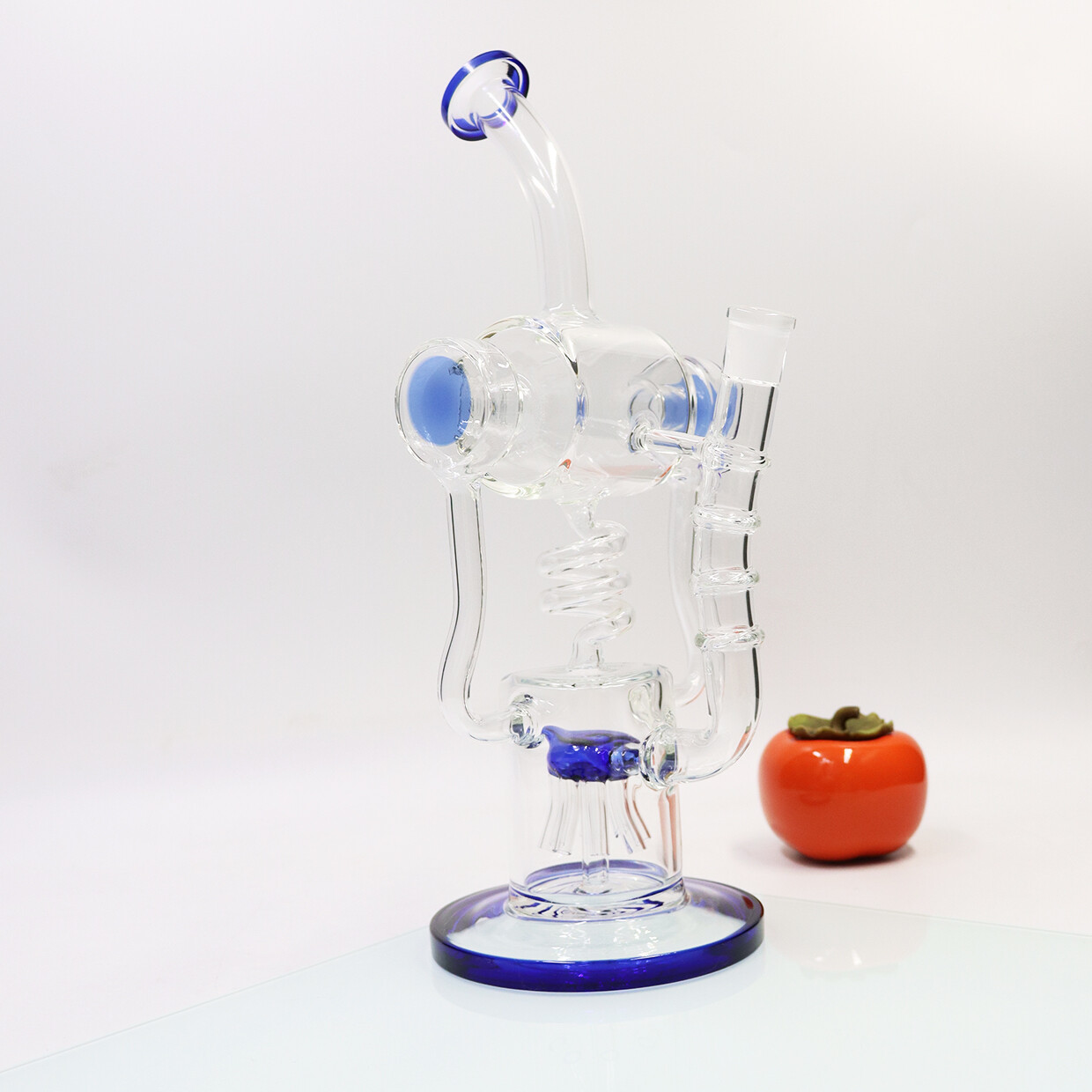 13inch Glass Waterpipe Bong Pipe Double Recycler Smoking Pipes Gray Color