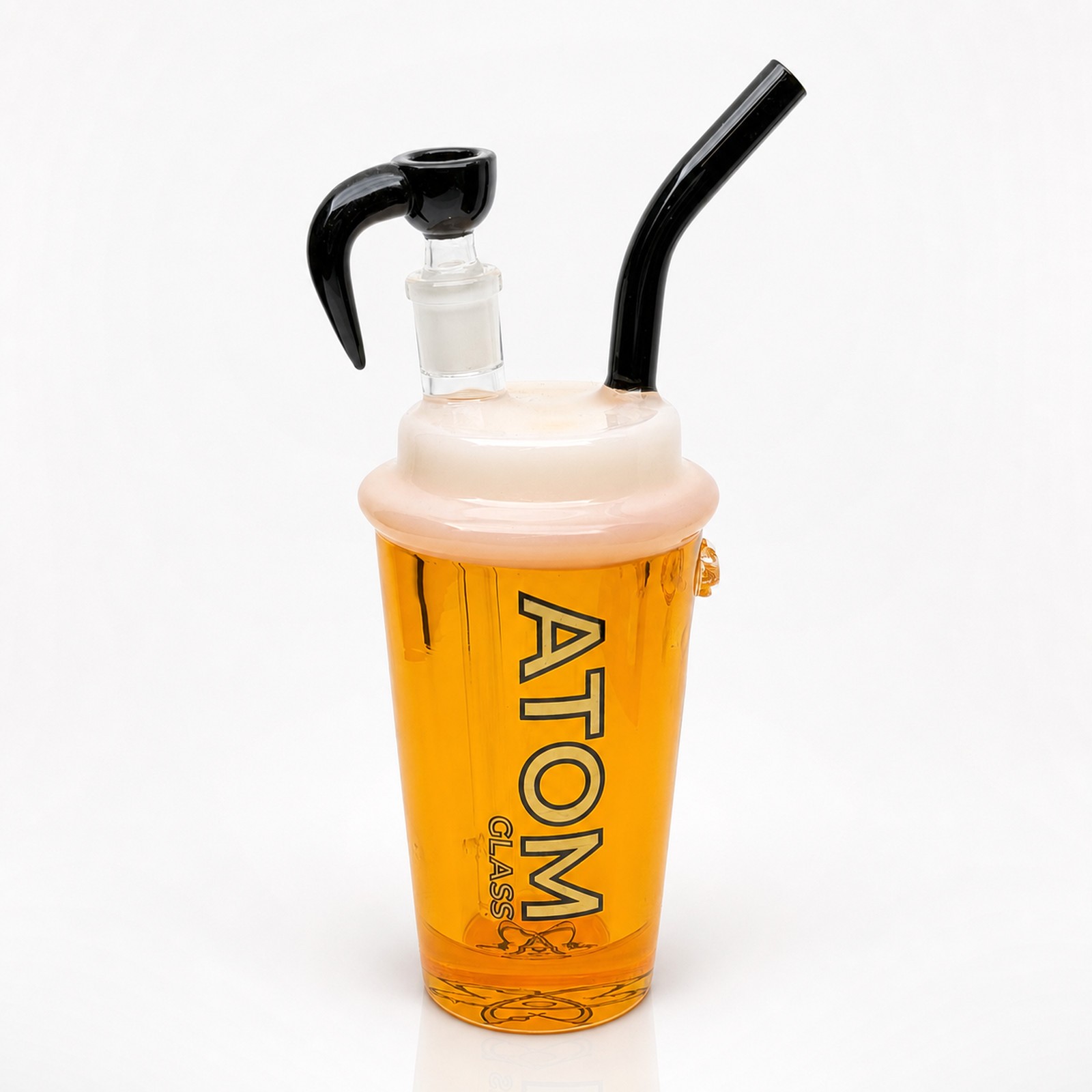 9&Prime; Orange ATOM Soda Cup Freezable Glycerin Glass Bong Water Pipe Smoking Hookah