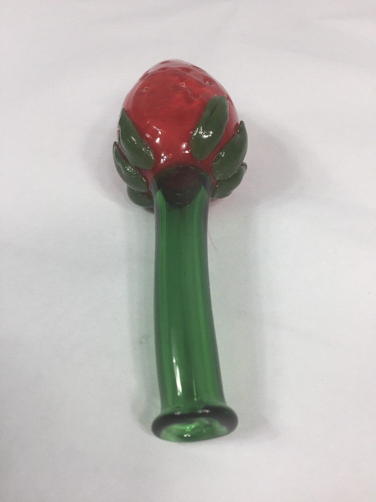 NEW USA TOBACCO SMOKING BLOWN GLASS STRAWBERRY RED GREEN SPOON SB1678 HOOKAH