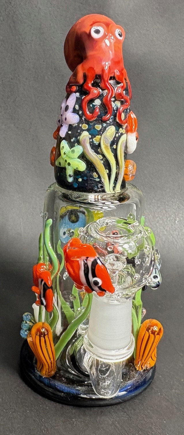 Empire Glassworks Octopus Heady, Worked 10mm Mini Rig Perc w/ Nail & Dome – USA