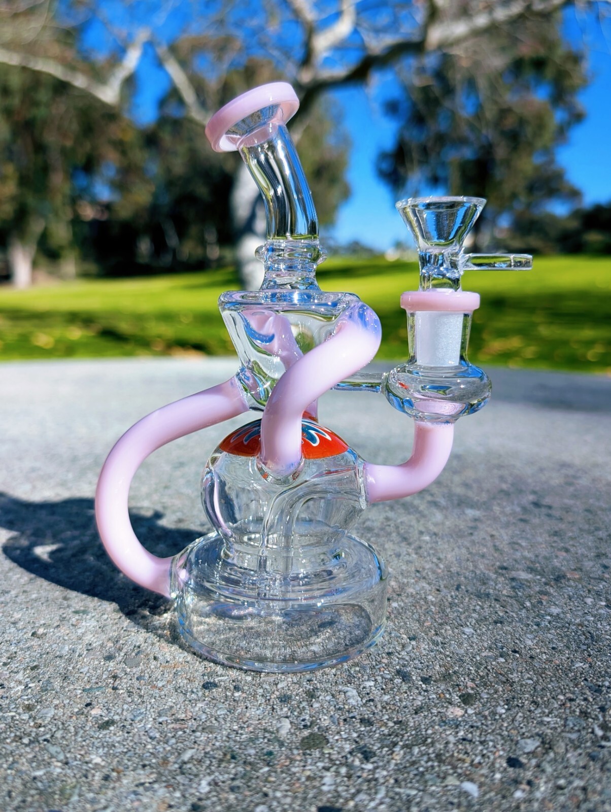 6.5&Prime; PInk Wig Wag Klein Recycler Tobacco Smoking Water Pipe Hookah Bubbler Bong