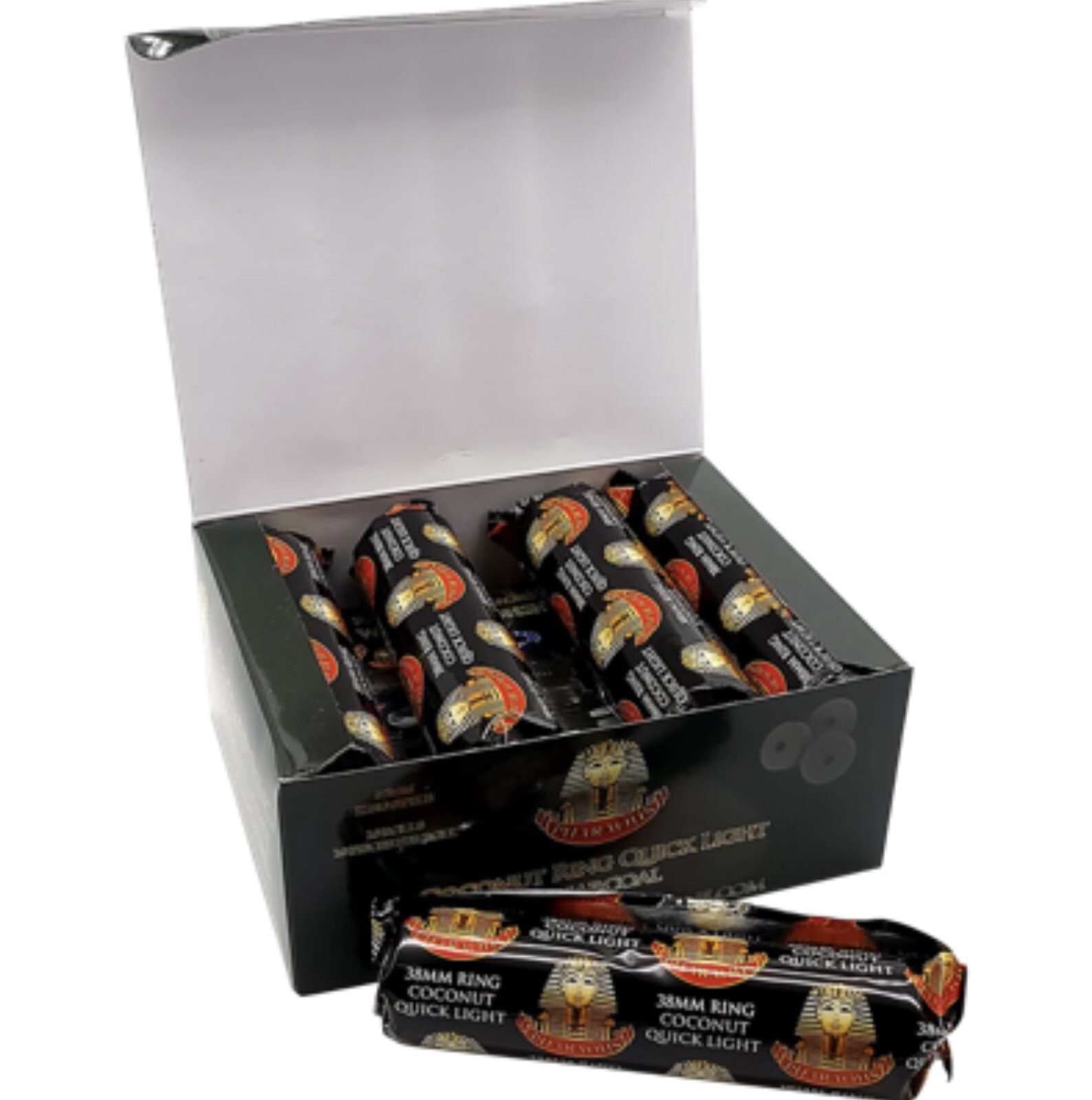 2 Packs Pharaoh’s COCONUT RING QUICK LIGHT CHARCOAL – 38MM 200pcs