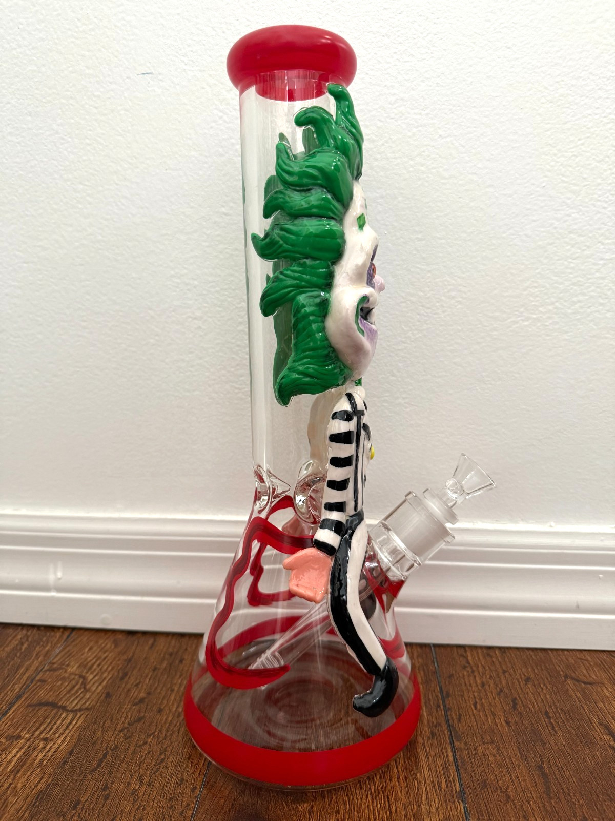 14” Premium Glass Water Pipe Art Beetlejuice Beetle Juice Beaker Bottom 14mm