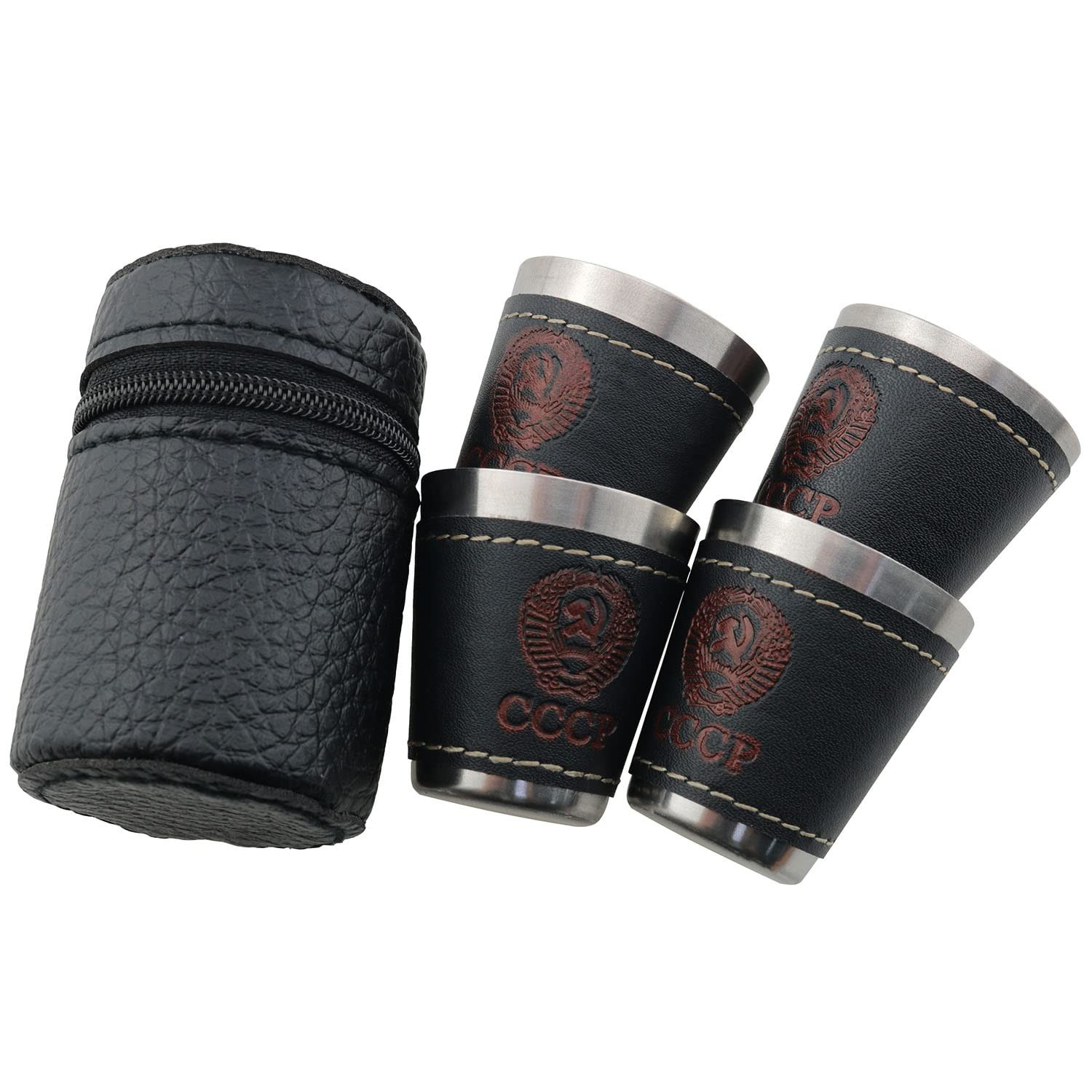 Shot Glass 4pcs Stainless Steel Shot Glass With 1 Leather Cover Bag Portable …