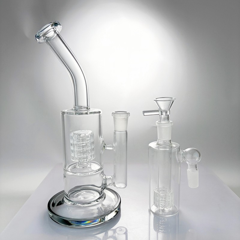 9 » Birdcage Perc Glass Bong Hookah w/14mm 90° Matrix Perc Ash Catcher Dual Perc