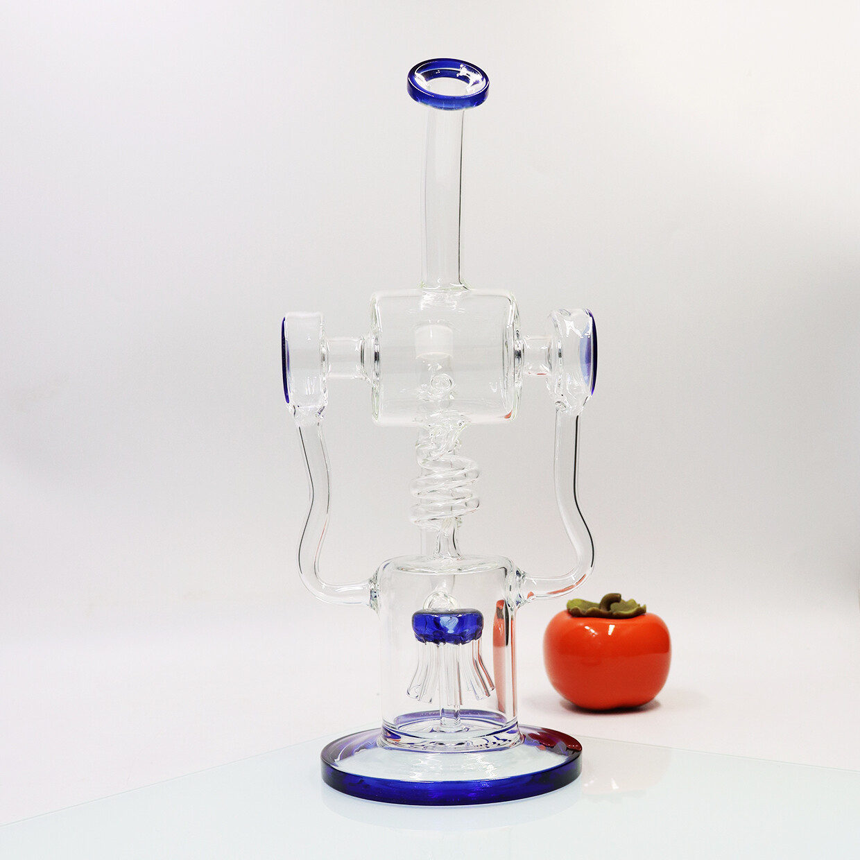 13inch Glass Waterpipe Bong Pipe Double Recycler Smoking Pipes Gray Color