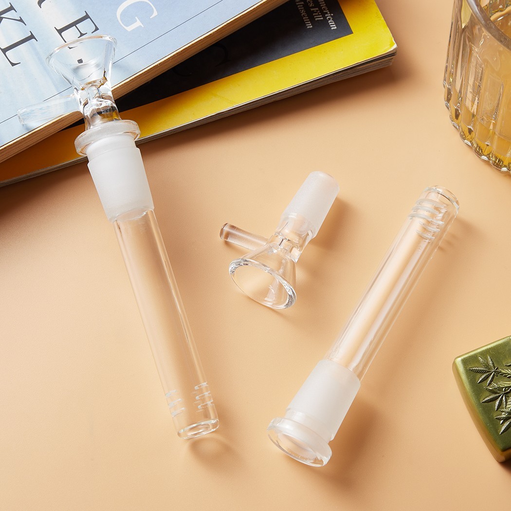2-Pack 4.3 » 14mm Glass Downstem and 14mm Male Bowl Piece for Glass Bong