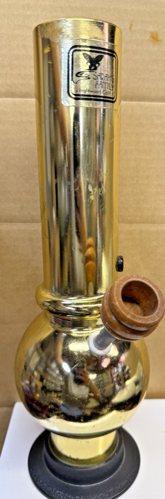 VTG Sarah’s Family RARE GOLD Hookah Pipe Unused Wood Bowl